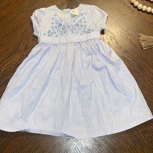 Girl Tiny Button London Smocked Blue Floral Dress 2-3 Years